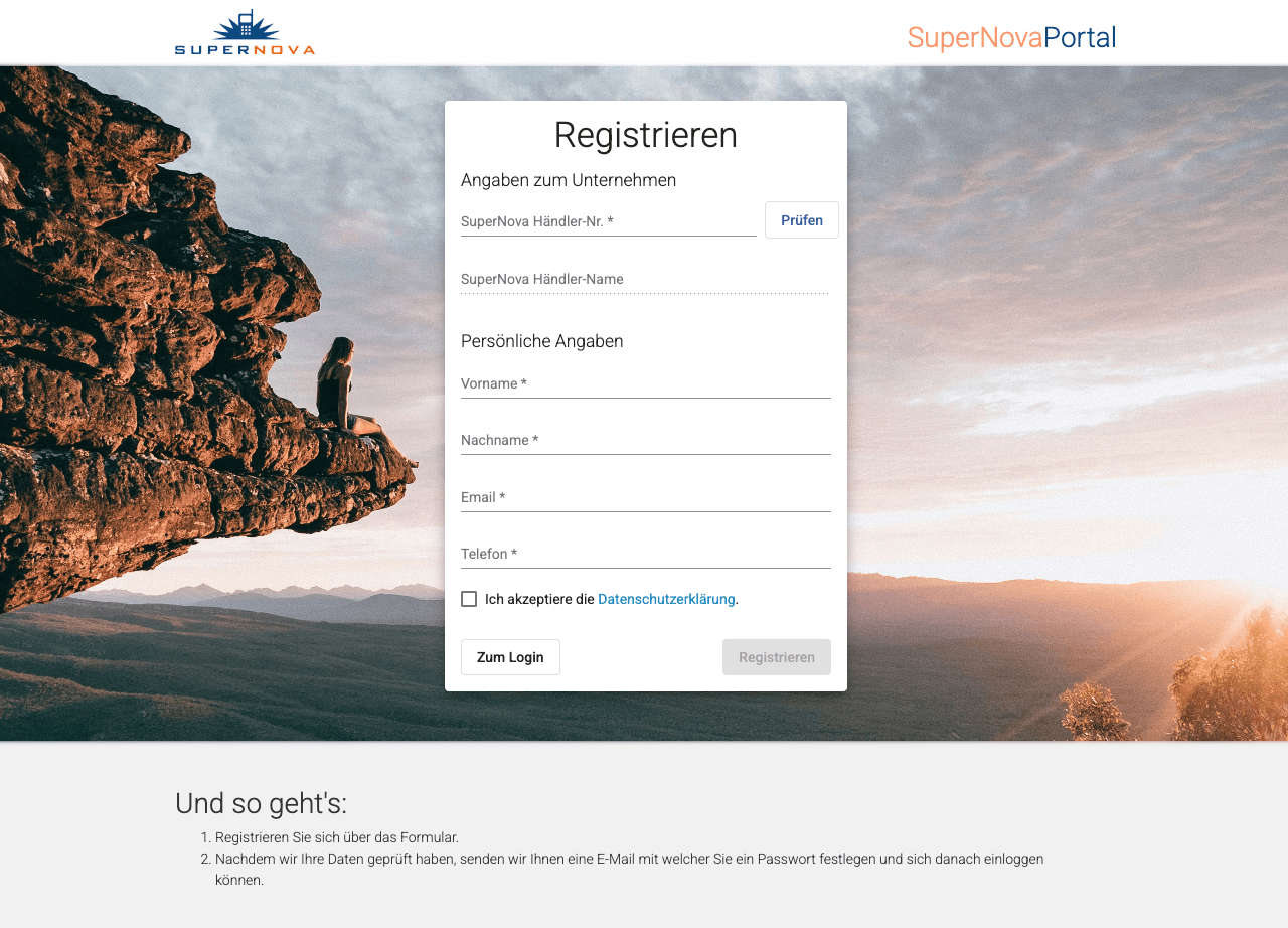 SuperNova Portal Mockup