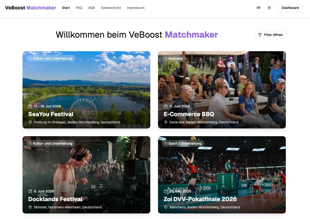 VeBoost Matchmaker User Interface Mockup